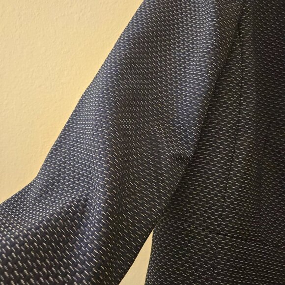 NWT Le Suit Career Office Wear Navy Blue Small Polka Dot Blazer Peplum Jacket 8 - Picture 8 of 11